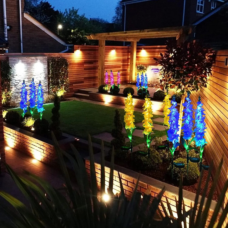 Ηλιακό φως Εξωτερική διακόσμηση κήπου Αδιάβροχο διάδρομος αυλή γκαζόν Αίθριο μονοπάτι Μπαλκόνι πάσσαλος λουλουδιών ηλιακή βιολετί λάμπα