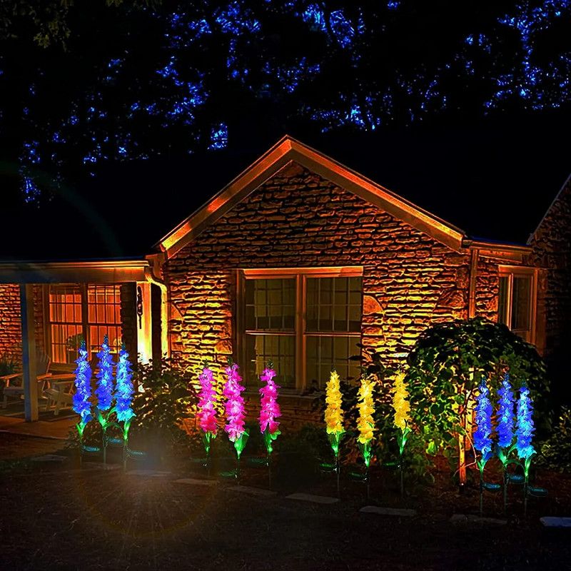 Ηλιακό φως Εξωτερική διακόσμηση κήπου Αδιάβροχο διάδρομος αυλή γκαζόν Αίθριο μονοπάτι Μπαλκόνι πάσσαλος λουλουδιών ηλιακή βιολετί λάμπα