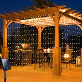 Cortina de lumină solară, în aer liber, impermeabilă, Ghirlandă de zâne solară, cordon de lumini pentru grădină, pavilion, petrecere de nuntă, lumini decorative de vacanță