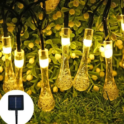 12m 100LED vodné kvapky solárne reťazové svetlá vodotesné vonkajšia dekorácia girlanda rozprávkové svetlá vianočné svadobné párty záhrada