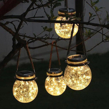 Ρομαντικό Solar Crack Glass Mason Βάζο Φωτιστικό Πολύχρωμο LED Φωτιστικό Χριστουγεννιάτικο Φωτιστικό Ευχών για Διακόσμηση Εξωτερικού Κήπου