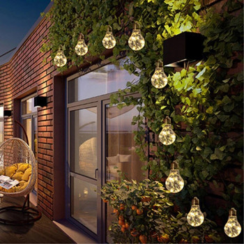 Ηλιακά Φωτάκια Εξωτερικού Κήπου LED String Lights 10/ 20 Bulbs Χάλκινο σύρμα Λάμπες Γιρλάντα Διακόσμηση Κάμπινγκ Φωτισμός Ηλιακός Λαμπτήρας