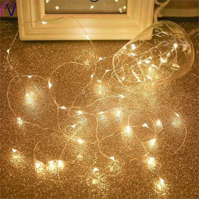 10/20/30M USB LED String Lights Χάλκινο ασημί σύρμα Φωτιστικό γιρλάντα Αδιάβροχα νεράιδα φωτάκια για Χριστουγεννιάτικη διακόσμηση γάμου