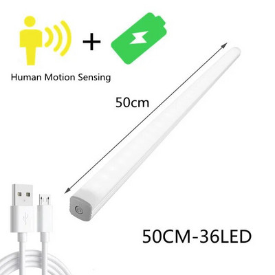 Φωτιστικό ντουλαπιού LED 15/21/30 CM Κουζίνα Ασύρματη ρύθμιση φωτεινότητας USB Επαναφορτιζόμενος αισθητήρας κίνησης/σκούπισμα με το χέρι Νυχτερινό φωτιστικό ντουλάπας κρεβατοκάμαρας