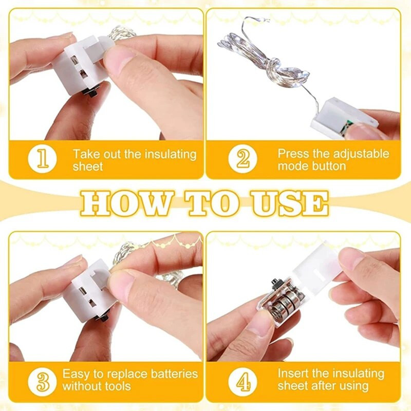 20 Πακέτα String Fairy Lights 20Led 2M Ασημένιο σύρμα χαλκού Διακοσμήσεις με τροφοδοσία μπαταρίας Φωτάκια για χριστουγεννιάτικη διακόσμηση γάμου