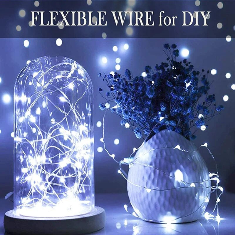 20 Πακέτα String Fairy Lights 20Led 2M Ασημένιο σύρμα χαλκού Διακοσμήσεις με τροφοδοσία μπαταρίας Φωτάκια για χριστουγεννιάτικη διακόσμηση γάμου