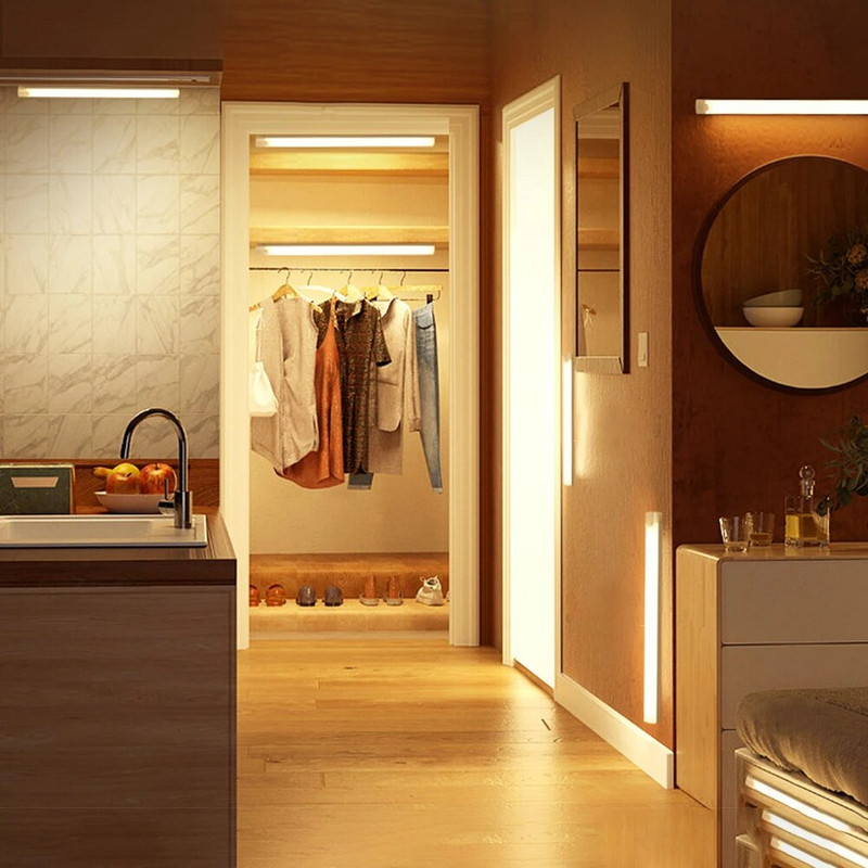 Ασύρματο φωτιστικό LED νυχτερινής κίνησης Αισθητήρας κίνησης Φωτιστικό ντουλάπι νύχτας για ανιχνευτή υπνοδωματίου κουζίνας Φωτιστικό ντουλάπι σκάλας