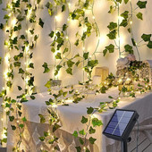 Fairy Lights päikesevalgustid vahtralehest veekindel õuevannik 10M/5M/2M päikeselamp jõuluaia pulmapeo kaunistus