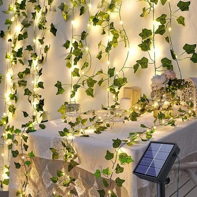 Fairy Lights napelemes lámpák juharlevél vízálló kültéri füzér 10M/5M/2M napelemes lámpa karácsonyi kerti esküvői parti dekoráció