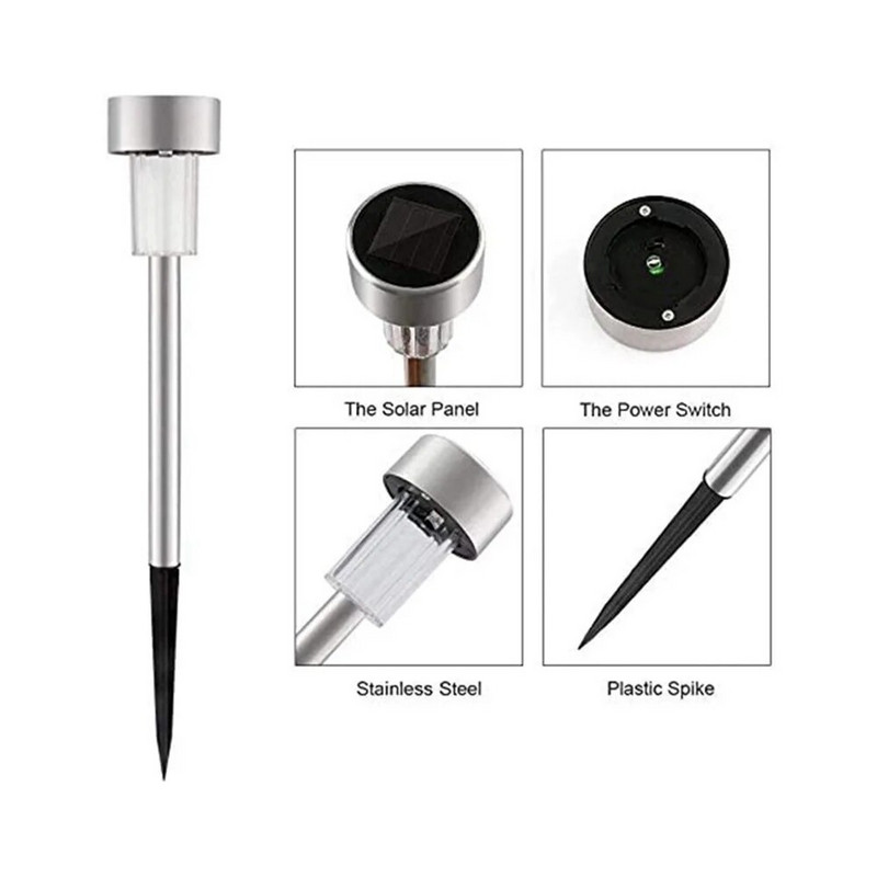 Vejos grindų lempa lauko saulės energija iš nerūdijančio plieno sodo dekoratyvinė lempa Šviesos efektyvumo balta šviesa Trijų spalvų IP65 saulės lempos