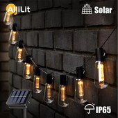 LED päikesepatarei valgustid IP65 veekindel õue jõulukaunistus Edisoni pirn Retro Holiday Garland Garden Vintage Fairy lamp