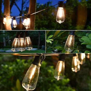 LED Solar String Lights IP65 Αδιάβροχη Χριστουγεννιάτικη Διακόσμηση εξωτερικού χώρου Edison Bulb Retro Holiday Garland Garden Vintage Fairy Lamp