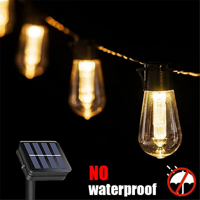 LED päikesepatarei valgustid IP65 veekindel õue jõulukaunistus Edisoni pirn Retro Holiday Garland Garden Vintage Fairy lamp
