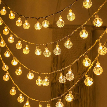 LED μικρή κρυστάλλινη μπάλα Χριστουγεννιάτικη ατμόσφαιρα φωτάκια που αναβοσβήνουν Φώτα χορδής που αναβοσβήνουν μικρή λάμπα φωτός κοιτώνα διακοσμούν λάμπα USB με χάντρες