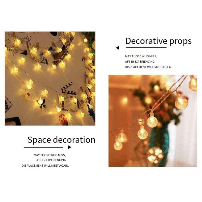 LED малка кристална топка Коледна атмосфера светлини мигащи нишки светлини малка електрическа крушка спално помещение украса мънисто USB лампа