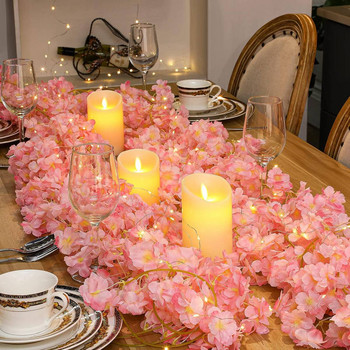 1 ΤΕΜ. Φωτιστικό κορδονιού Cherry Blossom 20LED Γιρλάντα Τεχνητό Λουλούδι Γιρλάντα Vines Fairy Lights Για Διακόσμηση γαμήλιου πάρτι κρεβατοκάμαρας