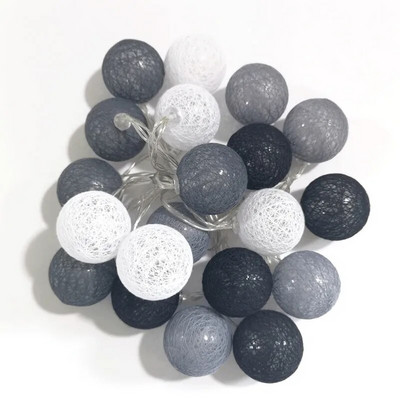 Ghirlande luminoase cu ghirlande de bumbac cu 20 LED Ghirlanda de lumini stradale de zâne Decoratiuni de Crăciun pentru acasă, în aer liber, nuntă, grădină, lumini pentru terasă
