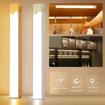 Νυχτερινό φως LED 10/20/30/50CM Φως αισθητήρα κίνησης Ασύρματο φωτιστικό ντουλάπα LED USB για ντουλάπι κουζίνας υπνοδωμάτιο