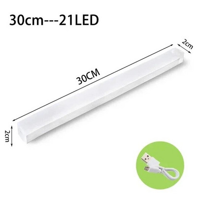 LED naktinis apšvietimas 10/20/30/50 CM judesio jutiklio šviesa belaidė USB LED spintelės šviesa spintos lempa virtuvės spintelei miegamajame