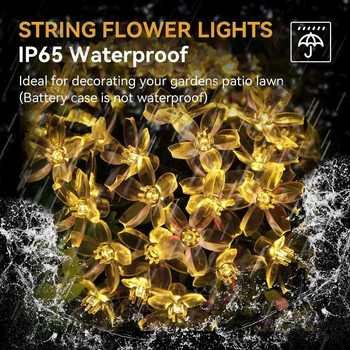 1PC Flower Fairy Lights Струнни светлини, работещи на батерии, Водоустойчиви 10/20/30/40 LED Cherry Blossom Lights за сватбен декор Patry