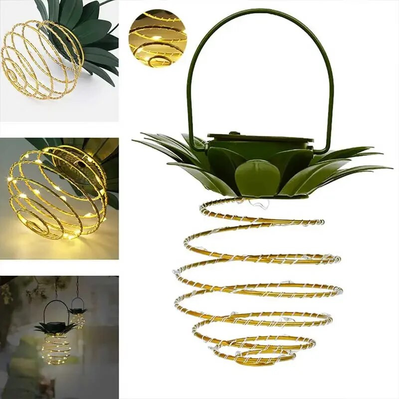 24LED Ηλιακό Φορητό Ανανά Φωτιστικό Κήπου Σφυρήλατο σίδερο Φανάρι χάλκινο σύρμα κρεμαστό φωτιστικό γιορτινή διακόσμηση αδιάβροχο εξωτερικού χώρου