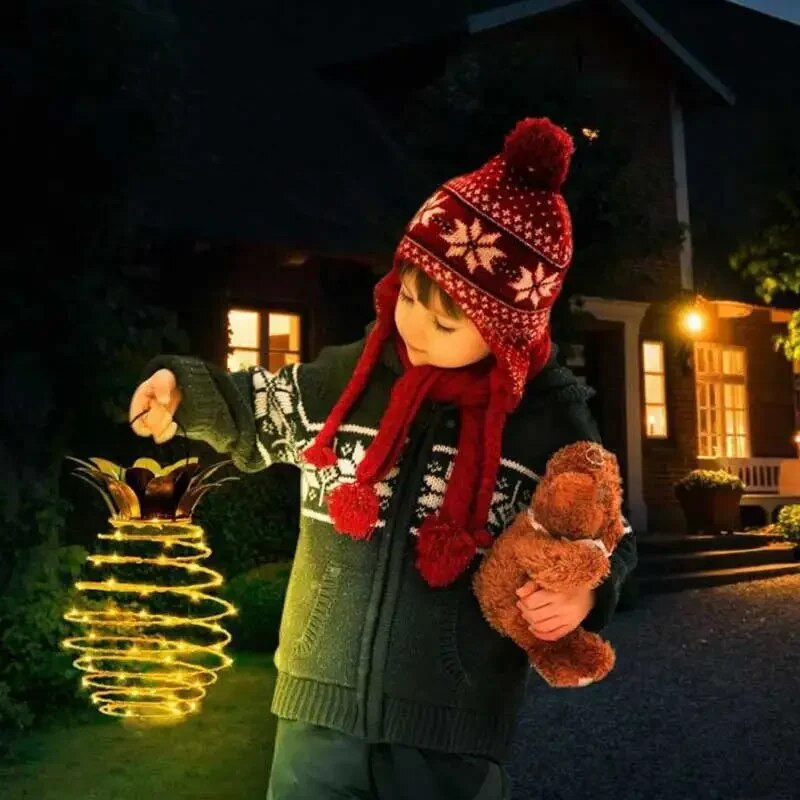 24LED Ηλιακό Φορητό Ανανά Φωτιστικό Κήπου Σφυρήλατο σίδερο Φανάρι χάλκινο σύρμα κρεμαστό φωτιστικό γιορτινή διακόσμηση αδιάβροχο εξωτερικού χώρου