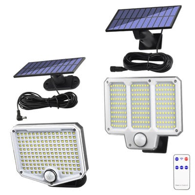 Solar Motion Lights Led COB kültéri napenergiával működő árvízvédelmi lámpák távoli IP65 vízálló fali lámpákkal