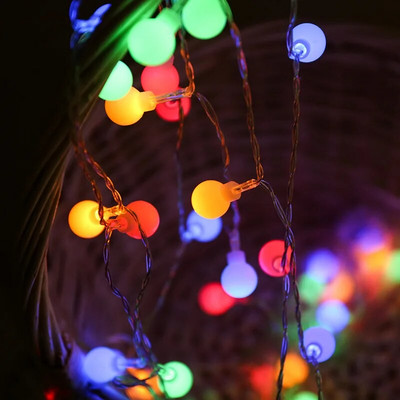 Ghirlande lumini cu bile cu LED-uri de 12M Lanț de lumini pentru exterior Ghirlande de lumini Bec Lumini de zână Acasă Nuntă Grădină Decor de Crăciun