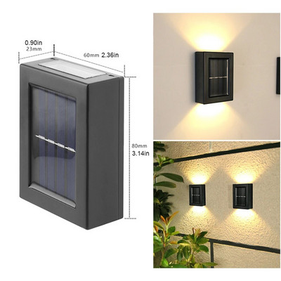 LED napelemes fali lámpa kültéri vízálló fel és le világító világítás kerti dekoráció napelemes lámpák lépcsők kerítés napfény lámpa
