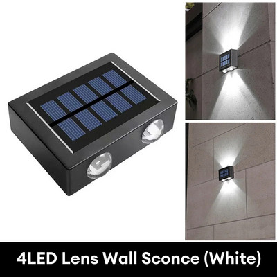 LED saulės sieninis šviestuvas lauko vandeniui atsparus aukštyn ir žemyn Šviečiantis apšvietimas Sodo apdaila Saulės šviestuvai laiptai tvora Saulės lempa