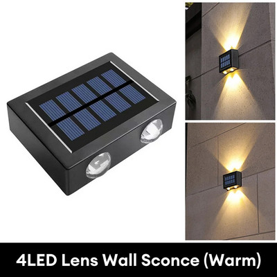 LED saulės sieninis šviestuvas lauko vandeniui atsparus aukštyn ir žemyn Šviečiantis apšvietimas Sodo apdaila Saulės šviestuvai laiptai tvora Saulės lempa