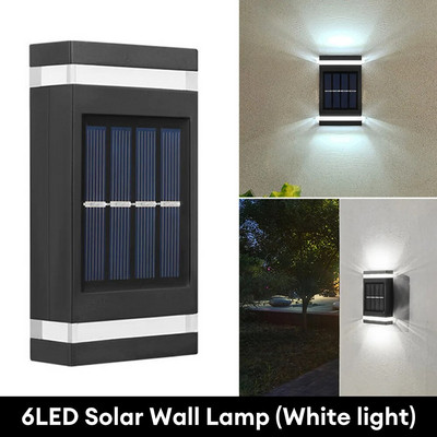 LED saulės sieninis šviestuvas lauko vandeniui atsparus aukštyn ir žemyn Šviečiantis apšvietimas Sodo apdaila Saulės šviestuvai laiptai tvora Saulės lempa