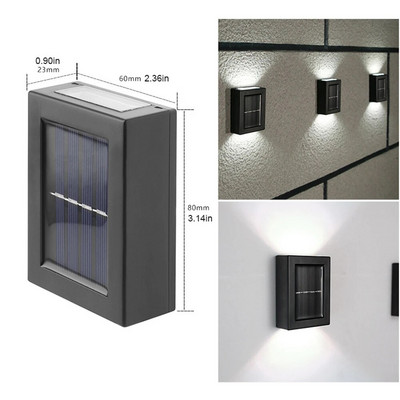 LED saulės sieninis šviestuvas lauko vandeniui atsparus aukštyn ir žemyn Šviečiantis apšvietimas Sodo apdaila Saulės šviestuvai laiptai tvora Saulės lempa