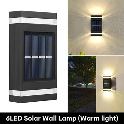 LED saulės sieninis šviestuvas lauko vandeniui atsparus aukštyn ir žemyn Šviečiantis apšvietimas Sodo apdaila Saulės šviestuvai laiptai tvora Saulės lempa