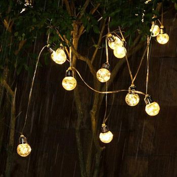 Слънчеви LED приказни светлини за коледни гирлянди Електрическа крушка за външна декорация IP65 Водоустойчива сватбена лампа за мебели Градина