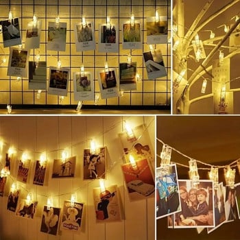 1,5M/3M/6M/10M Led String Light With Photo Clip Battery Για Στολισμό Γάμου Χριστουγεννιάτικη διακόσμηση για πάρτι γενεθλίων