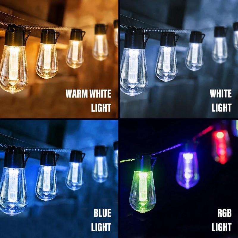 LED Solar String Lights IP65 Αδιάβροχη Χριστουγεννιάτικη Διακόσμηση Εξωτερικού Λαμπτήρα Ρετρό Γιορτινή γιρλάντα Έπιπλα κήπου Νεράιδα