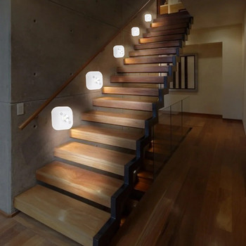 Αισθητήρας κίνησης LED νυχτερινό φως Φωτισμός ντουλαπιού για ντουλάπα κουζίνας Ντουλάπι με μπαταρία Φώτα σκάλας με αισθητήρα