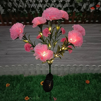 LED слънчеви светлини Водоустойчиви карамфилови цветя Роза Подарък за Ден на майката Градинска светлина Фея Гирляндни светлини за дворна тревна пътека