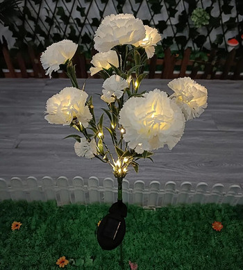 LED слънчеви светлини Водоустойчиви карамфилови цветя Роза Подарък за Ден на майката Градинска светлина Фея Гирляндни светлини за дворна тревна пътека