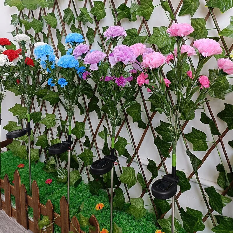 LED solárne svetlá vodotesné klinčekové kvety ruže darček na Deň matiek záhradné svetlo rozprávkové girlandové svetlá pre dvorný trávnik