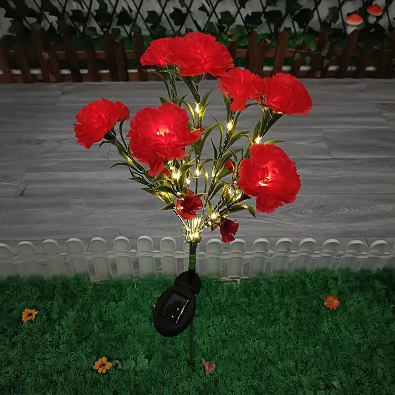 LED solárne svetlá vodotesné klinčekové kvety ruže darček na Deň matiek záhradné svetlo rozprávkové girlandové svetlá pre dvorný trávnik