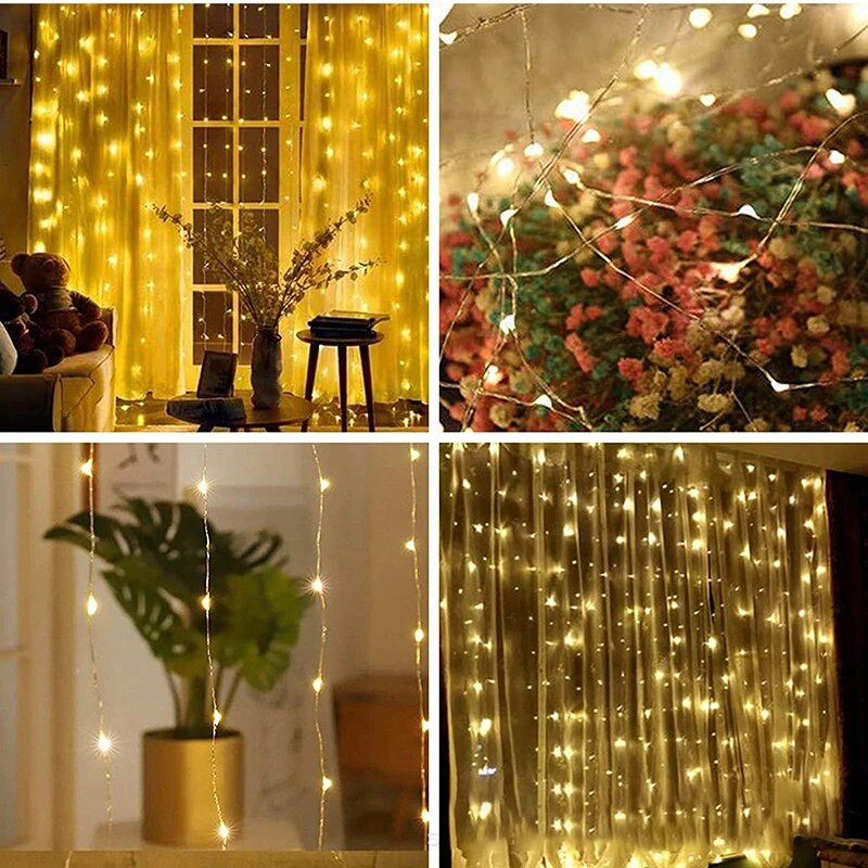 Kardinavalgusti LED stringvalgusti ühendatav uusaasta vanik 3x1/3x2/3x3/6x3m jõulukaunistused koju 2023. aasta pidulik