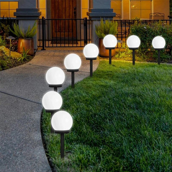 Кръгла топка Слънчева LED светлина Водоустойчиво външно осветление Вътрешен двор Тревна площ Пейзаж Декорация на градина Фенер Лампа за слънчева енергия