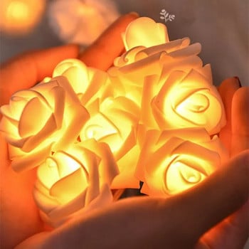 LED Rose Flower String Lights Battery Garland Artificial Bouquet Foam Fairy Lights for the Valentine window Στολισμός γάμου