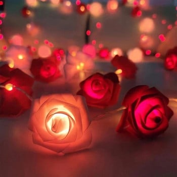 LED Rose Flower String Lights Battery Garland Artificial Bouquet Foam Fairy Lights for the Valentine window Στολισμός γάμου