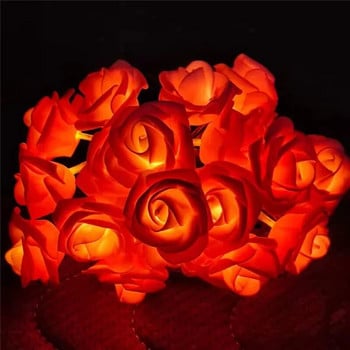 LED Rose Flower String Lights Battery Garland Artificial Bouquet Foam Fairy Lights for the Valentine window Στολισμός γάμου