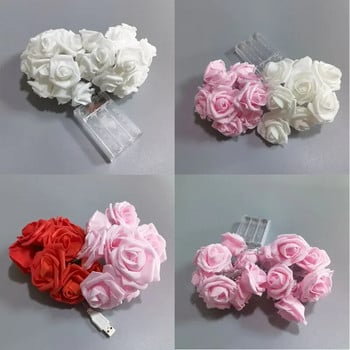 LED Rose Flower String Lights Battery Garland Artificial Bouquet Foam Fairy Lights for the Valentine window Στολισμός γάμου