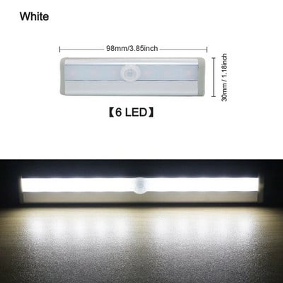 6/10 LED diód PIR LED senzor pohybu svetlo do skrinky šatník posteľ lampa LED pod skrinku nočné svetlo do skrinky schody kuchyňa