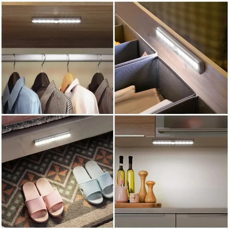 6/10 LED diód PIR LED senzor pohybu svetlo do skrinky šatník posteľ lampa LED pod skrinku nočné svetlo do skrinky schody kuchyňa